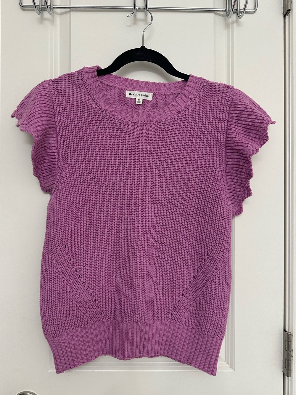 Newbury Kustom Purple Knit Ruffle Sleeve Sweater